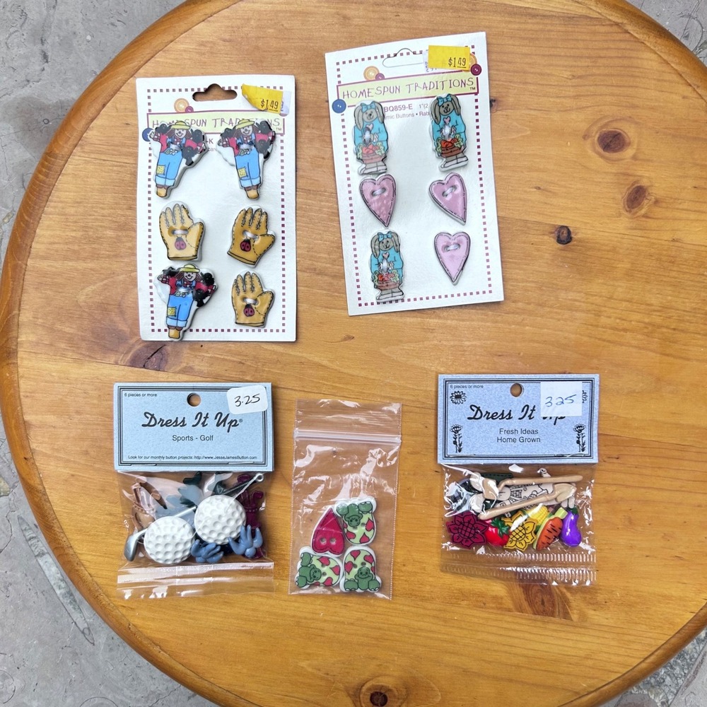Vintage Novelty Ceramic Buttons Lot Mixed Sizes Multicolor Crafting Supplies NOS